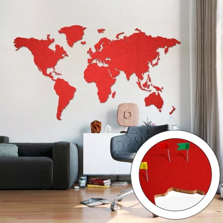 Ilmoitustaulun maailmankartta iso punainen